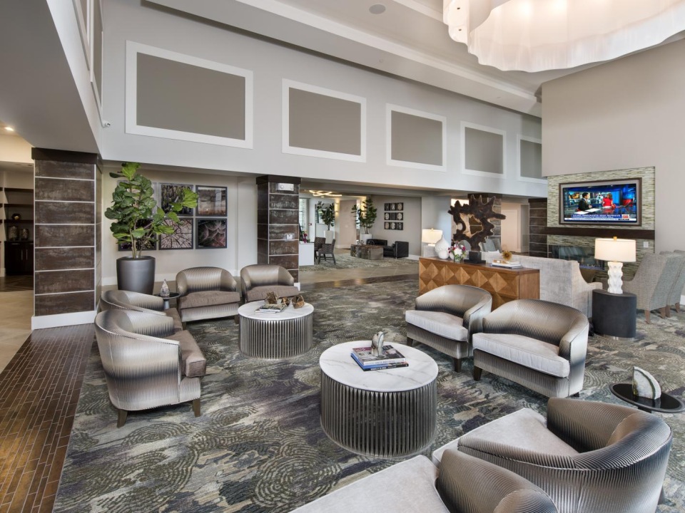 a living room with a fireplace